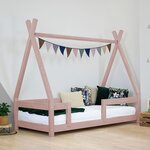 Lit cabane enfant NAKANA 90 x 180 rose pastel