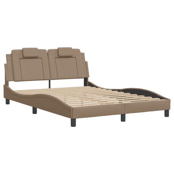 vidaXL Cadre de lit avec tête de lit Cappuccino 140x190 cm Similicuir