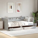vidaXL Lit de jour avec tiroirs sans matelas gris béton 90x190 cm