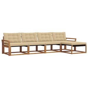 vidaXL Ensemble de canapés d'extérieur 5 pc Naturel et Beige