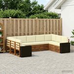 vidaXL Ensemble de canapé d'angle 9 Pièces Naturel et Crème Polyester