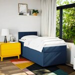 vidaXL Sommier à lattes de lit avec matelas Bleu 90x200 cm Tissu