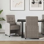 vidaXL Chaises de Salle à Manger avec Roues 2 Pièces Gris 58 x 67 x 97 cm