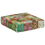 vidaXL Pouf carré en coton fait à la main 50 x 50 x 12 cm Vert