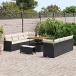 vidaXL Ensemble de canapé de jardin 11 Pièces Noir Poly rotin