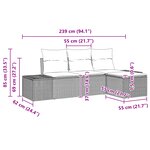vidaXL Ensemble de Canapé de Jardin 4 Pièces avec Coussins Noir Poly Rattan