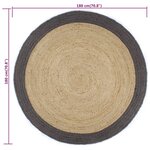 vidaXL Tapis fait à la main Jute avec bord gris foncé 180 cm