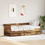 vidaXL Cadre de lit de jour avec tiroirs Bois ancien 90 x 200 cm
