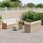 vidaXL Ensemble de canapé de jardin avec coussin 11 Pièces Beige et crème