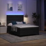 vidaXL Lit à ressort LED avec matelas Noir 140 x 200 cm tissu