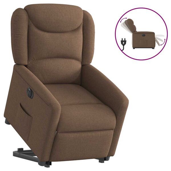 vidaXL Fauteuil inclinable électrique marron tissu