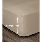 Drap Housse 100  Coton 180 x 200 cm - Bonnet 35 cm - Beige