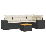 vidaXL Salon de jardin 6 Pièces avec coussins noir résine tressée