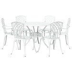 vidaXL Ensemble de salle à manger pour jardin 7 Pièces Blanc Aluminium