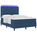 vidaXL Lit à ressorts avec matelas avec LED Bleu 140 x 190 cm tissu
