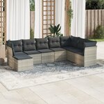 vidaXL Salon de jardin 8 Pièces avec coussins gris clair résine tressée