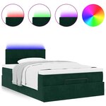 vidaXL Lit ottoman avec matelas et LED vert foncé 90x200cm velours