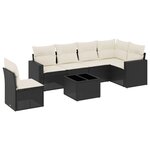 vidaXL Salon de jardin 7 Pièces avec coussins noir résine tressée