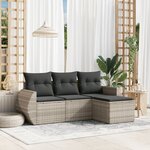 vidaXL Salon de jardin 4 Pièces avec coussins gris clair résine tressée