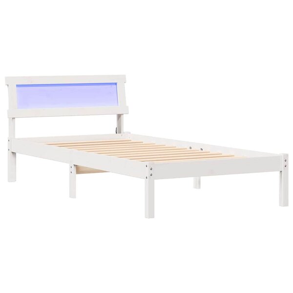 vidaXL Cadre de lit avec tête de lit Blanc 90 x 190 cm Pin massif