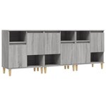 vidaXL Buffets 3 Pièces sonoma gris 60x35x70 cm bois d'ingénierie