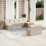 vidaXL Salon de jardin avec coussins 9 Pièces beige résine tressée