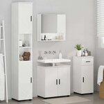vidaXL Ensemble de mobilier de salle de bain 4 Pièces Blanc brillant