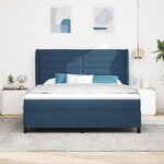 vidaXL Lit à ressorts avec matelas Bleu 180 x 200 cm tissu