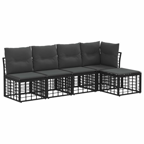 vidaXL Ensemble de canapés d'extérieur Noir Polyester