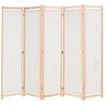 vidaXL Cloison de séparation 5 panneaux Crème 200 x 170 x 4 cm Tissu