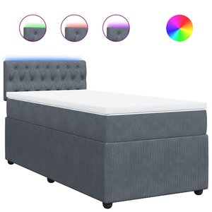 vidaXL Sommier à lattes de lit et matelas Gris foncé 80x200 cm Velours