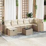 vidaXL Salon de jardin avec coussins 8 Pièces beige résine tressée