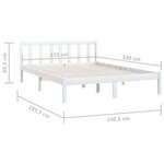 vidaXL Cadre de lit Blanc Bois de pin massif 135x190 cm Double