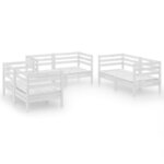 Salon de jardin meuble d'extérieur ensemble de mobilier 6 pièces blanc bois de pin massif 02_0016971