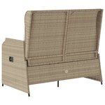 vidaXL Banc inclinable de jardin avec coussins beige résine tressée