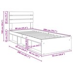 vidaXL Cadre de lit Bois ancien 90 x 200 cm Pin massif