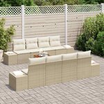 vidaXL Ensemble de canapé de jardin 7 Pièces Beige et blanc