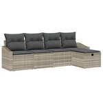 vidaXL Ensemble de canapé de jardin 5 pièces avec coussins Gris clair en poly rattan
