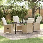 vidaXL Ensemble de salle à manger de jardin 5 pièces avec coussins beige en poly rattan