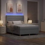 vidaXL Lit à ressorts avec bandes LED Gris clair 140 x 200 cm tissu