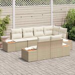 vidaXL Ensemble de canapé de jardin 7 Pièces beige et crème Poly rotin