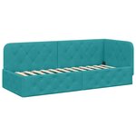 vidaXL Cadre de lit d'angle avec matelas Turquoise 80 x 200 cm Velours