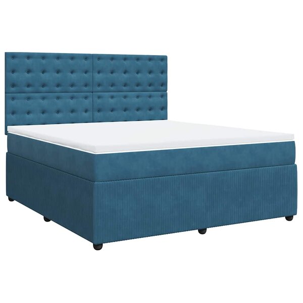 vidaXL Sommier à lattes de lit et matelas Bleu foncé 180x200cm Velours