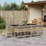 vidaXL Ensemble à manger de jardin coussins 13 Pièces mélange beige rotin