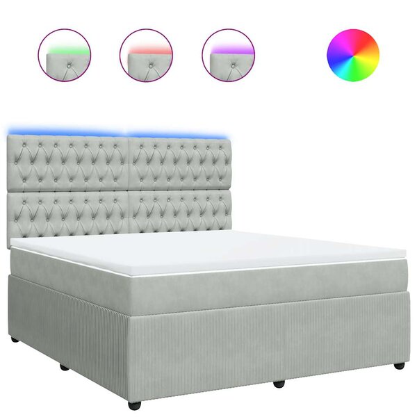 vidaXL Sommier à lattes de lit et matelas Gris clair 180x200cm Velours