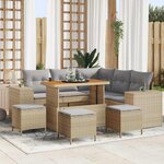 vidaXL Ensemble de canapé de jardin 9 Pièces Beige  Gris clair