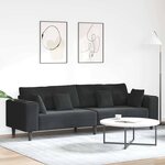 vidaXL Canapé en velours avec coussin Noir 208 cm Velours