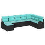 vidaXL Ensemble de Canapés 8 Pièces Noir et turquoise polyrotin