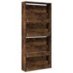 vidaXL Armoire à chaussures miroir à 4 niveaux chêne fumé 63x17x134 cm