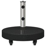 vidaXL Base de parasol roulant pour poteaux de Ø38/48 mm - Granit noir  30 kg.